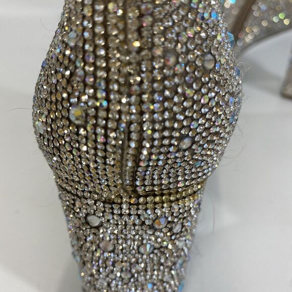 Betsey Johnson Cady Go Go Ankle Boots Silver Rhinestone Disco Dancing 9.5 - Picture 9 of 12